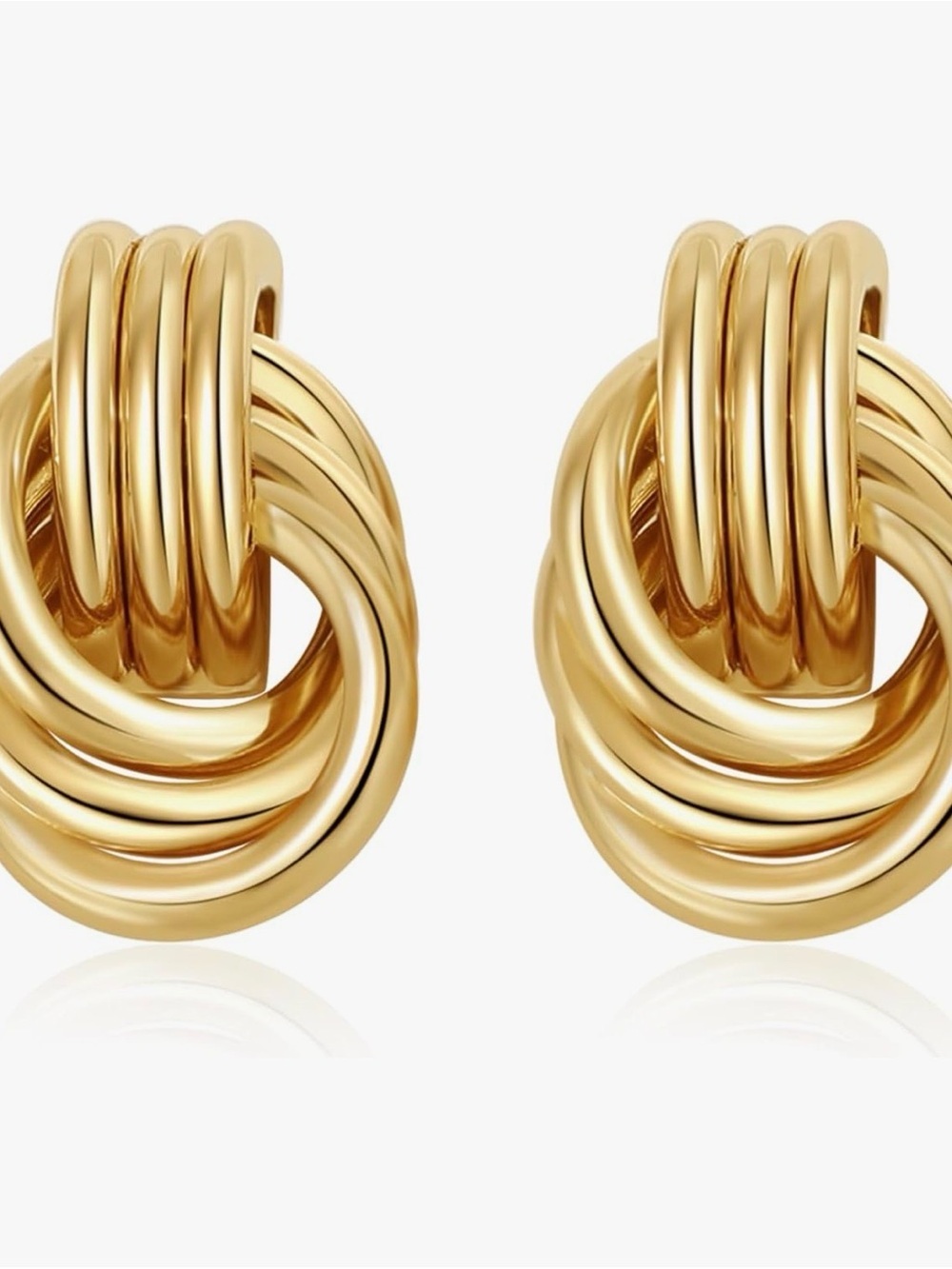 Twisted Knot Gold-Plate Hoop Earrings